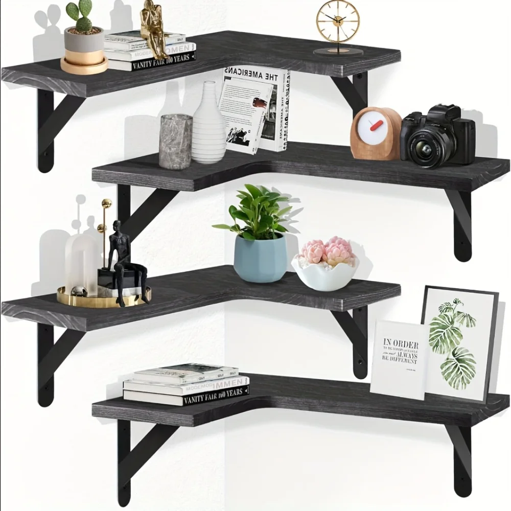 Kitchen Q - Półki wiszące z naturalnym wzorem drewna,